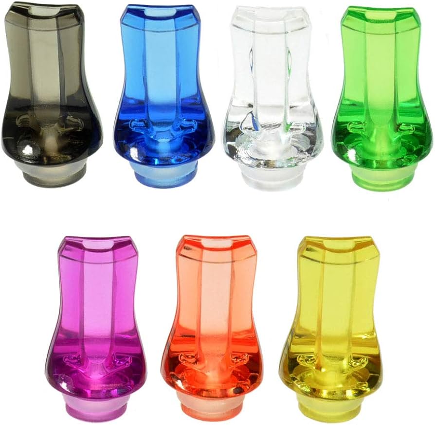 A photographic comparison of popular external vape mouthpiece design profiles, including flat