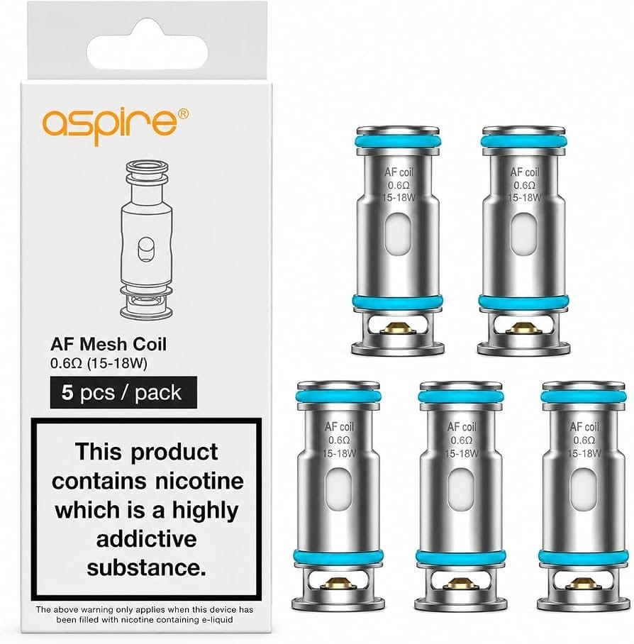 A close-up shot of various vape coil heads, highlighting different designs like mesh and standard coils, illustrating the proprietary nature and technology within them.