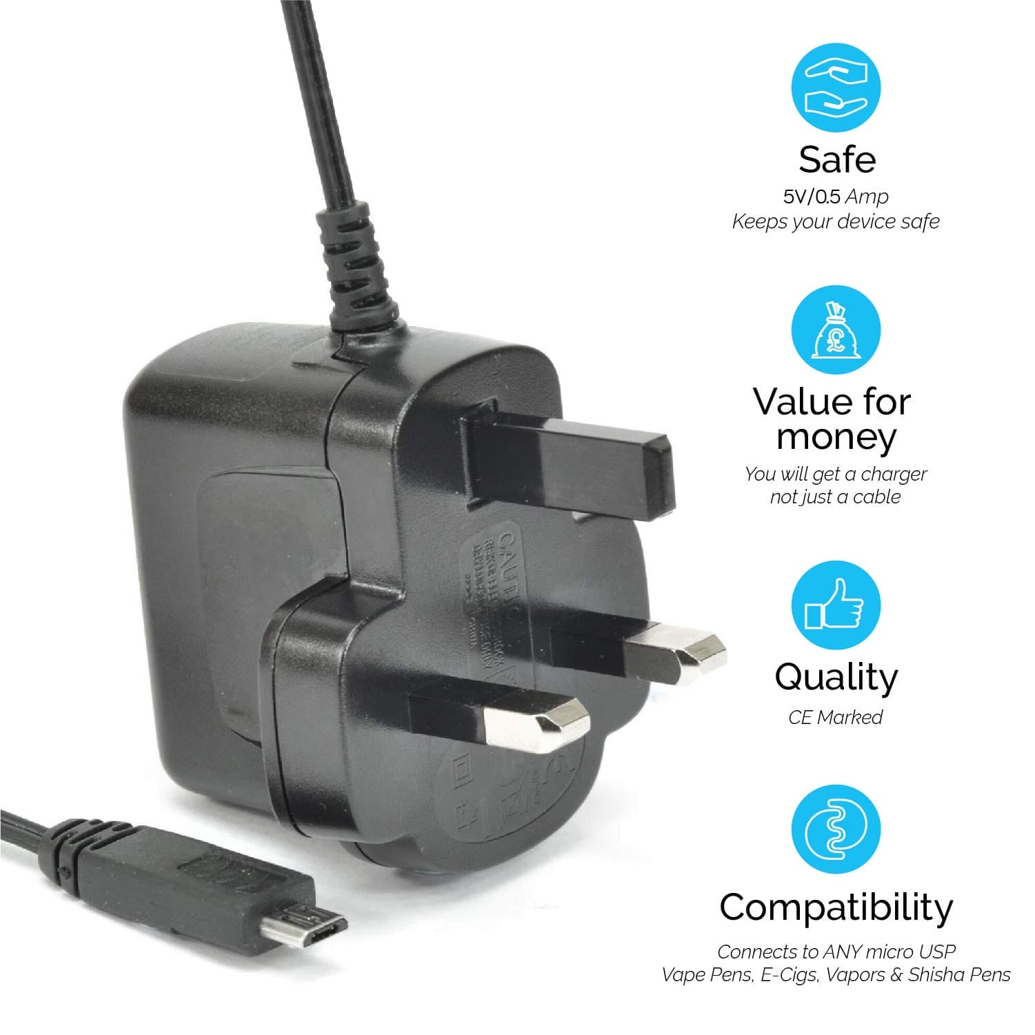A disposable vape being charged with a large, high-wattage smartphone charging brick, highlighting the mistake of using an incompatible charger.