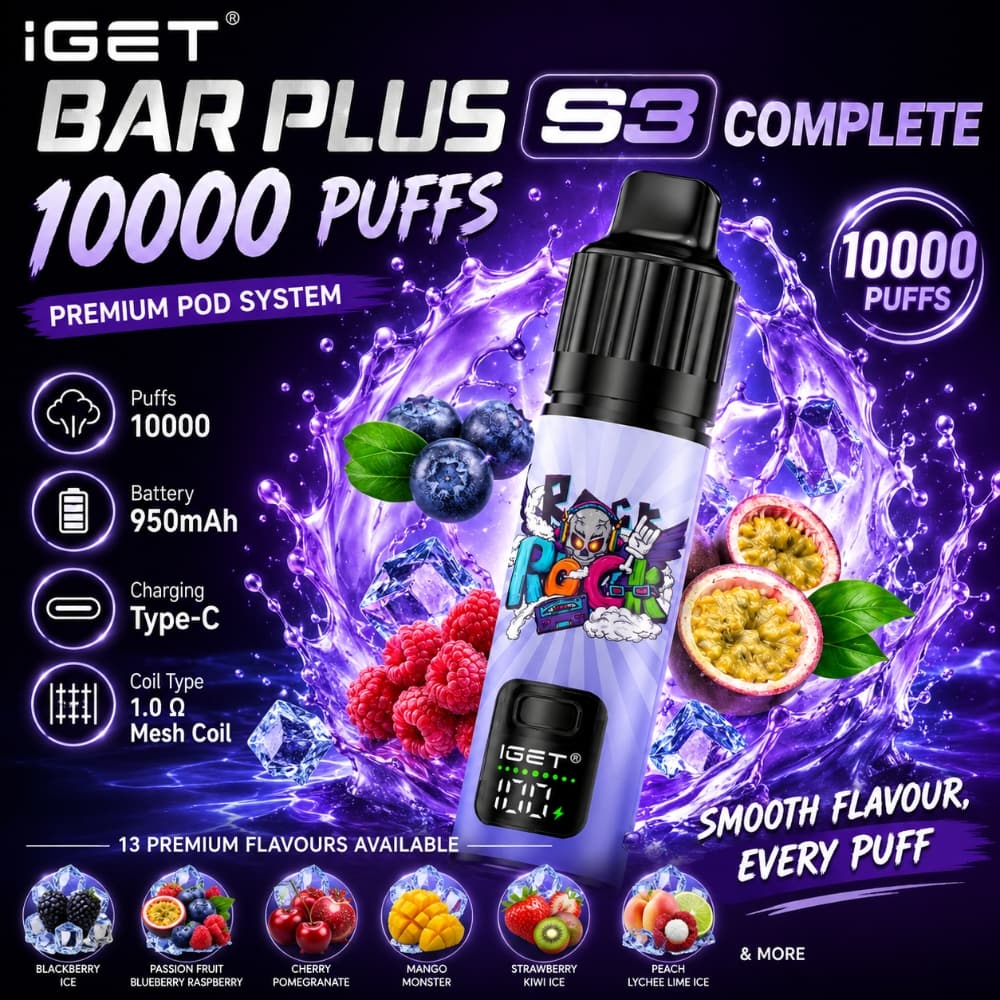 An IGET ONE disposable vape held firmly in a hand, showcasing its sturdy construction, bolder profile, and modern aesthetic design.