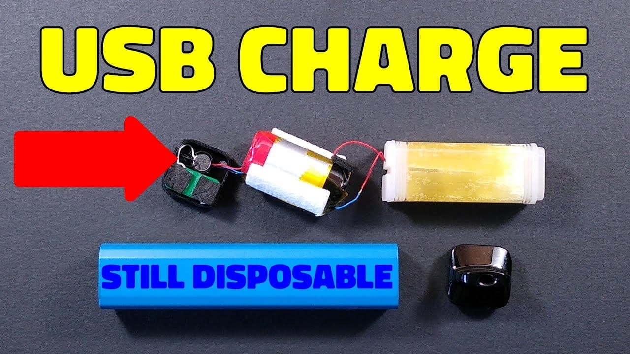 A modern high-capacity rechargeable disposable vape with a visible USB-C charging port