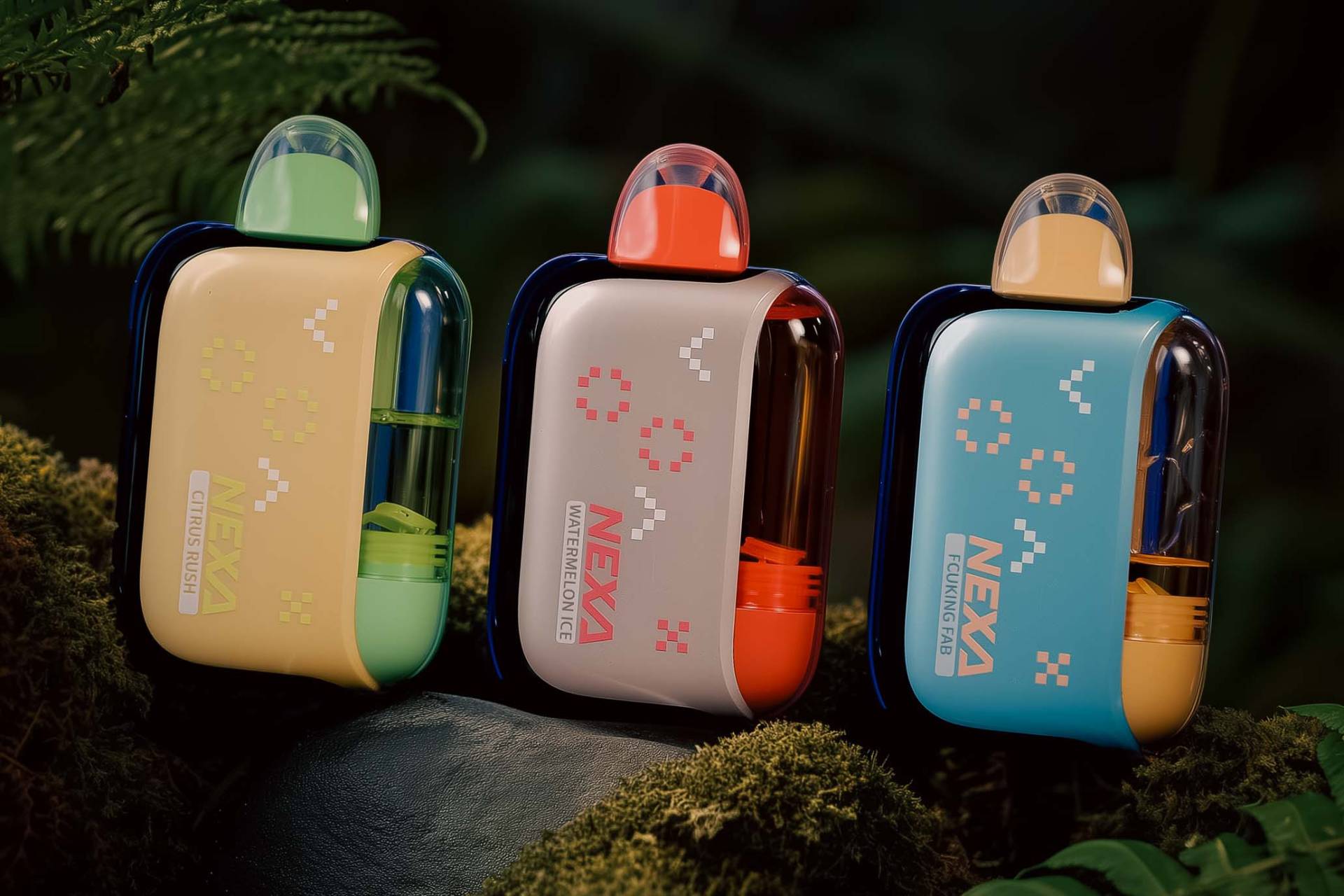 A collection of various disposable vapes, featuring both tall, slim pen-style designs and shorter, wider box-style designs, showcasing the diversity in their physical shapes.