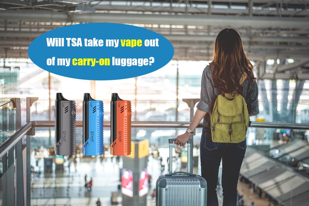 A vape device and spare batteries placed neatly inside a transparent carry-on bag, ready for airport security.